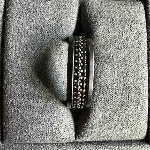 David Yurman Streamline Two Row Band Ring w/ Black Diamonds - Size 10 - Picture 5 of 16